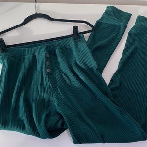 NWT Madewell ribbed lounge pajama pants forest green medium